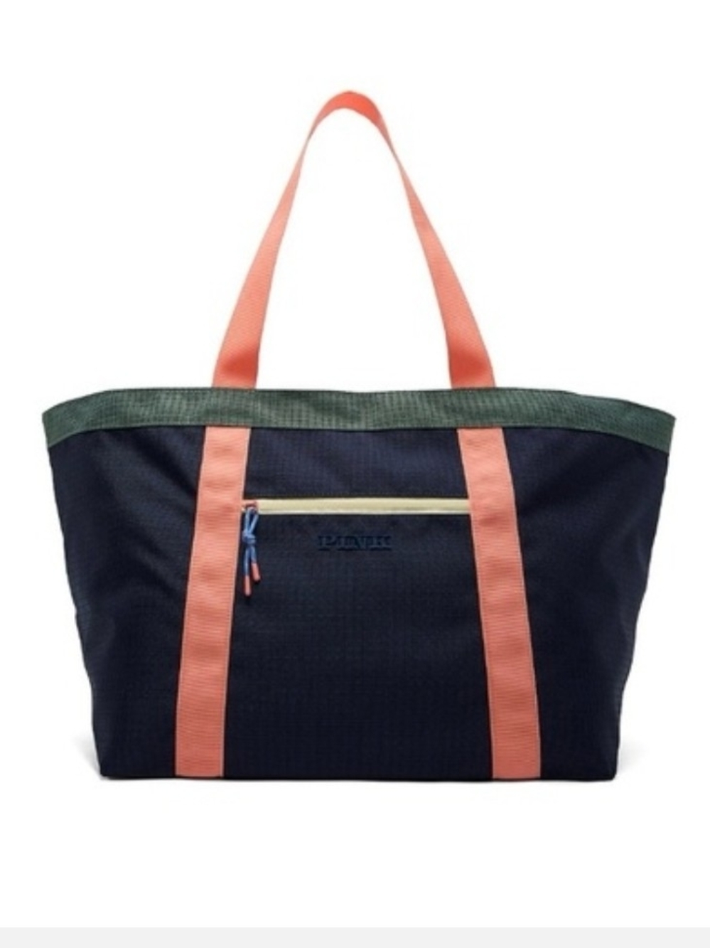 Victoria's Secret Navy Tote with Coral Straps
